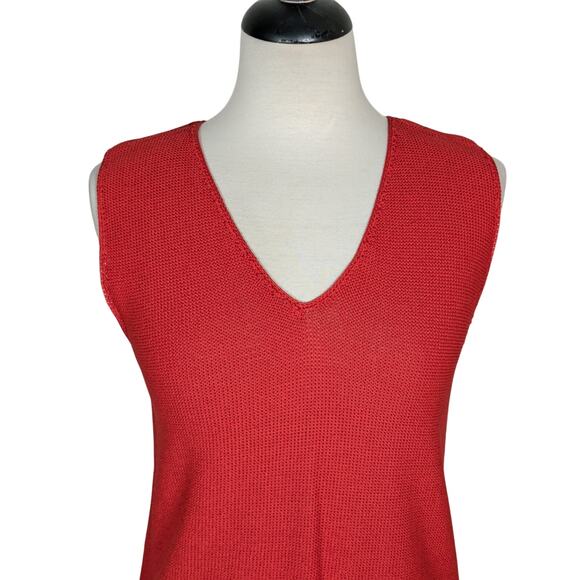 Vintage Chico's Design Size 2 / Large Red Sleeveless V-neck Sweater Vest - Picture 2 of 6